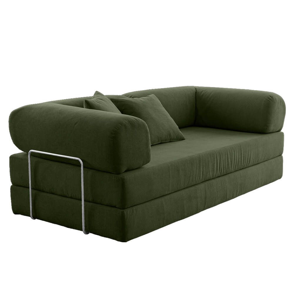 โซฟา RENITA HOME รุ่น LEKO 200x100cm. ผ้าลูกฟูกลอนใหญ่ สีเขียวมะกอก (608-29)_0